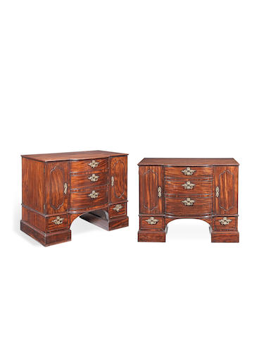 A Fine pair of George III Mahogany serpentine commodes Attributed to Wright and Elwick (2)