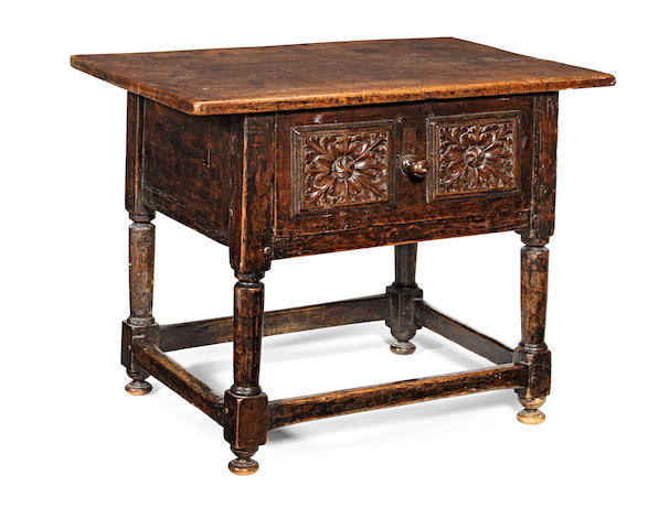 A late 17th century joined walnut low side table, Spanish