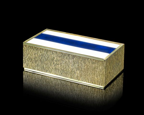 GERALD BENNEY: a large silver-gilt and enamel box