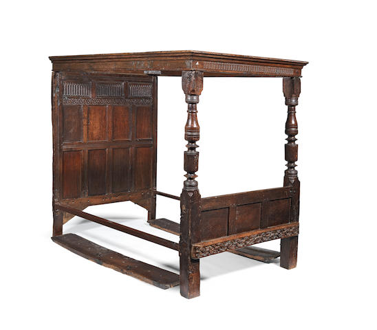 A Charles I joined oak tester bed, circa 1640 and later