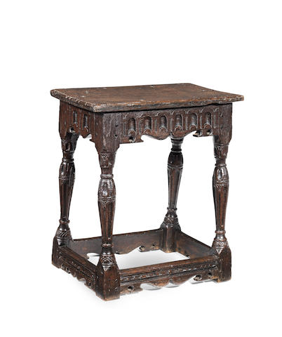 A rare Elizabeth I oak joint stool, circa 1580