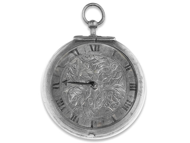 Thomas Daniel, London. A silver key wind pair case pocket watch with shagreen case Circa 1690