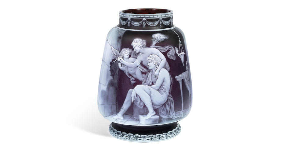 The Origin of Painting: An important cameo glass vase by George Woodall, late 19th century