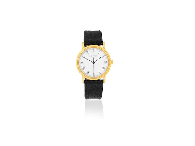 Patek Philippe. An 18K gold automatic calendar wristwatch Calatrava, Ref: 3802/200, Sold 18th January 1999