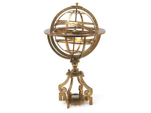 A Dean White Ptolemaic brass armillary sphere,  English, modern,