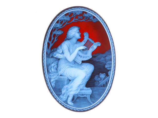 Sappho: An important cameo glass plaque by George Woodall, circa 1913