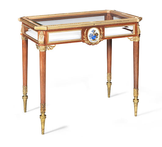 A Fine French late 19th century mahogany and gilt bronze mounted bijouterie table Made by Francois Linke for the Russian market in the Louis XVI style