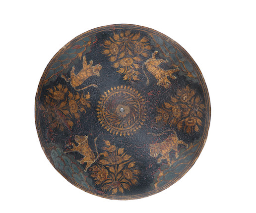 A painted and lacquered leather shield (dhal) Rajasthan, 19th Century image 1