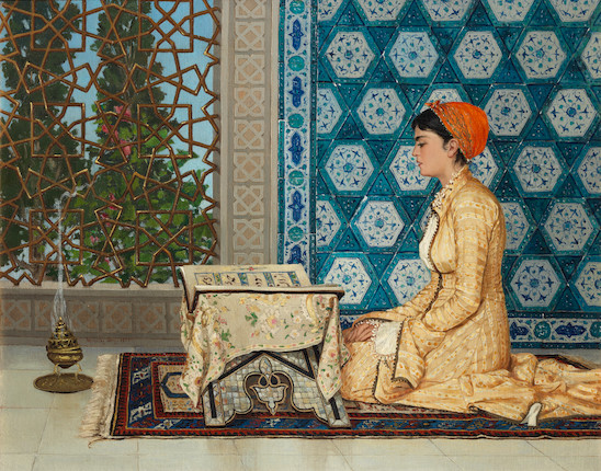 Osman Hamdi Bey (Turkish, 1842-1910) Young Woman Reading image 1