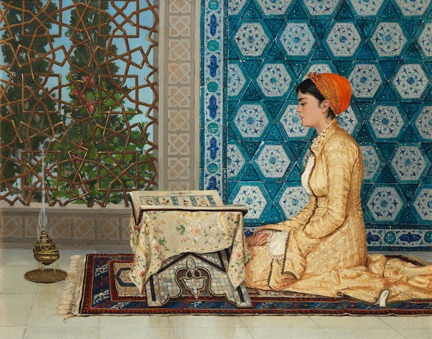 Osman Hamdi Bey (Turkish, 1842-1910) Young Woman Reading