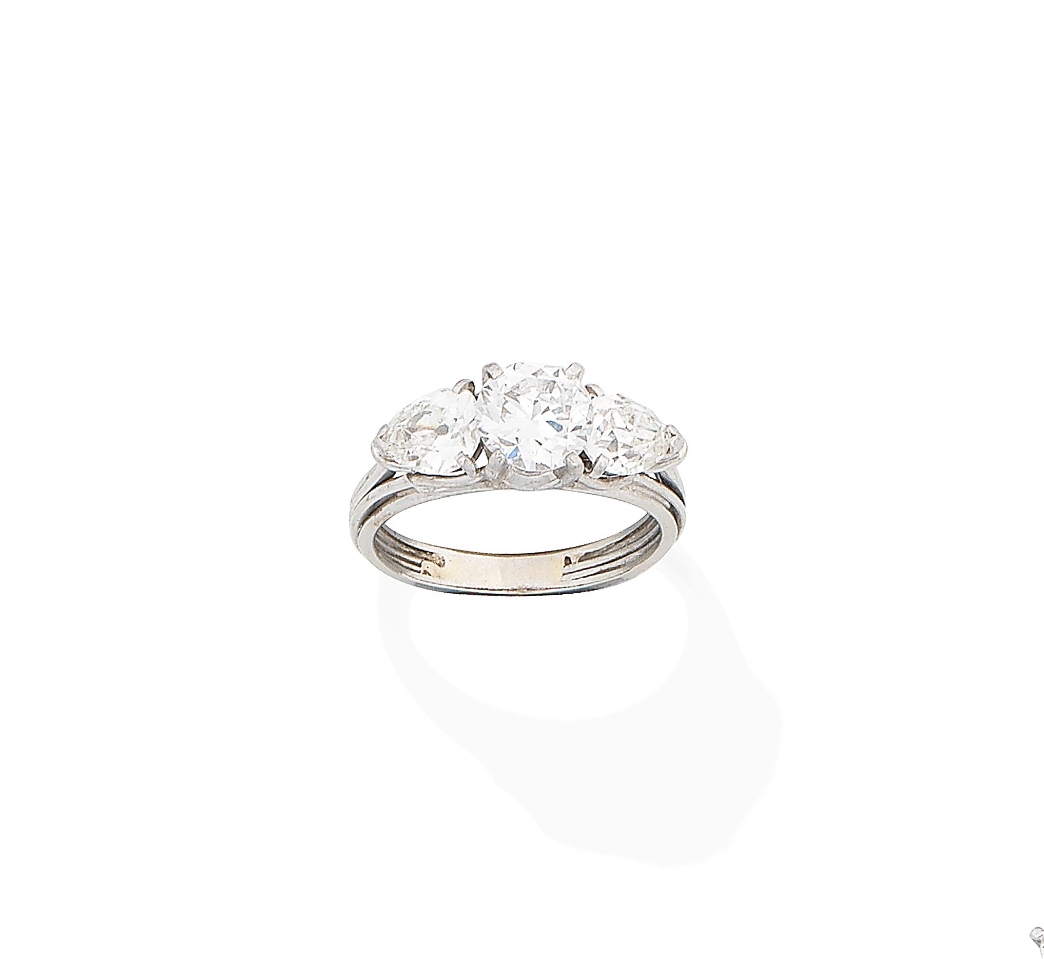 A diamond three-stone ring