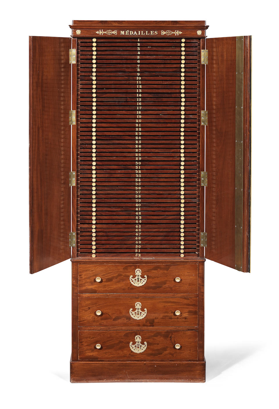 A Fine Empire mahogany and gilt bronze mounted coin or medal cabinet In the manner of Fran&#231;ois-Honor&#233;-Georges Jacob-Desmalter (1770&#8211;1841)