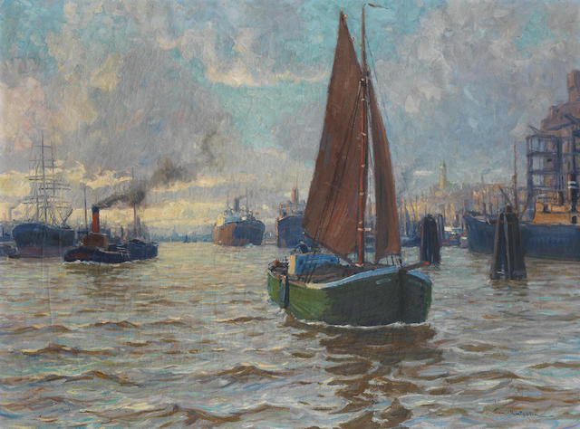 Paul Kutscha (1872 - 1935) Harbour scene Harbour scene