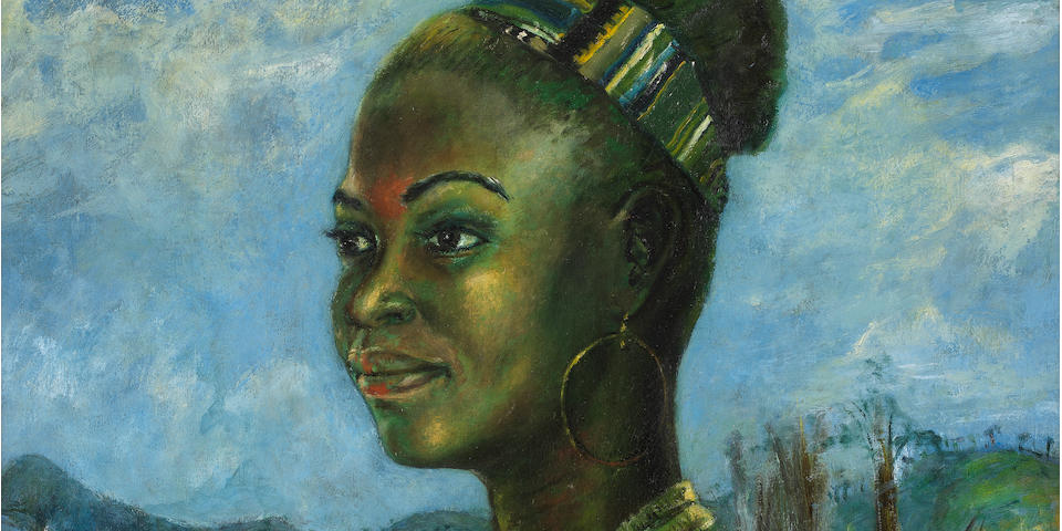 Benedict Chukwukadibia Enwonwu M.B.E (Nigerian, 1917-1994) Portrait of Marianne