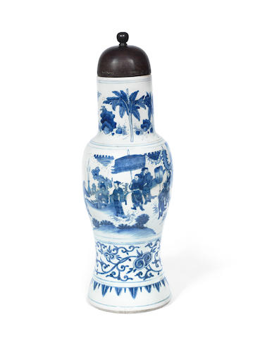A large blue and white baluster vase  17th century (2)