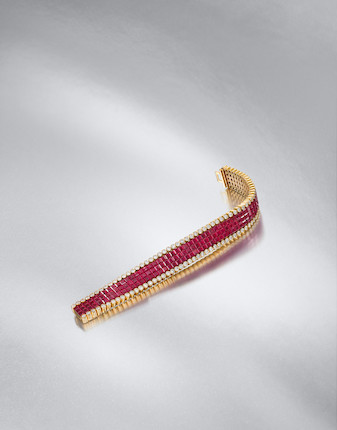 A 'mystery-set' ruby and diamond bracelet, by Van Cleef & Arpels, image 3