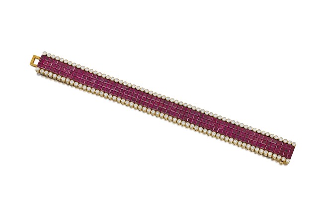 A 'mystery-set' ruby and diamond bracelet, by Van Cleef & Arpels, image 2