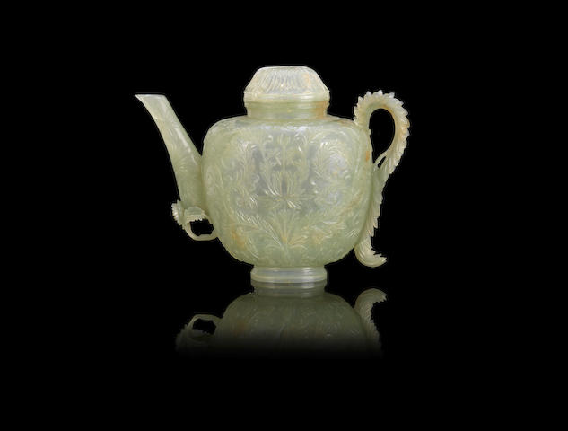 A Mughal-style jade teapot and cover 19th century (4)