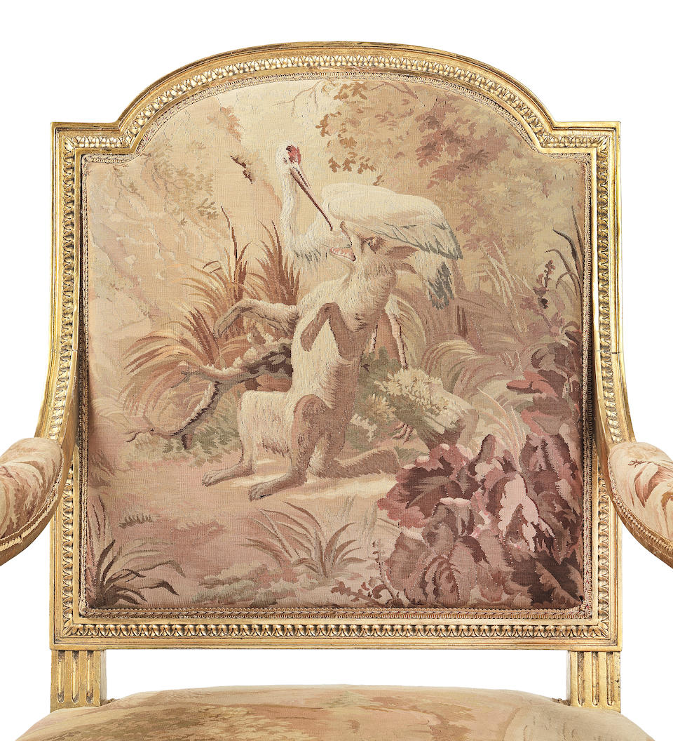 A French late 19th century carved giltwood salon suite In the Louis XVI style (8)