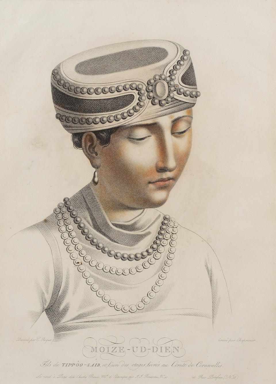 Two hand coloured engravings by Chaponnier after G. Roques depicting the sons of Tipu Sultan Charles Bance, Paris circa 1800(2)