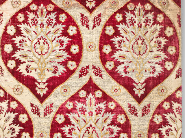An Ottoman voided velvet and metal-thread panel Turkey, 17th Century