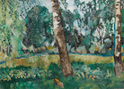 Thumbnail of Natalia Sergeevna Goncharova (Russian, 1881-1962) 'Birch trees' Berezy, 1906 image 3