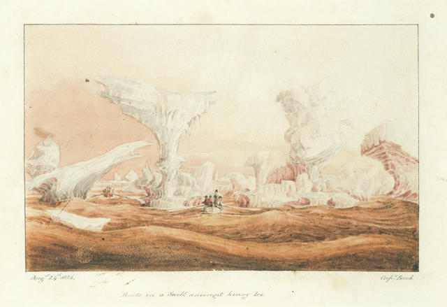 Admiral Sir George Back (British, 1796-1878) 'Boats in a Swell amongst heavy Ice'