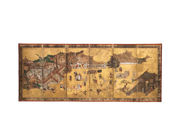 A Japanese six-fold screen  Edo Period, 17th/18th century