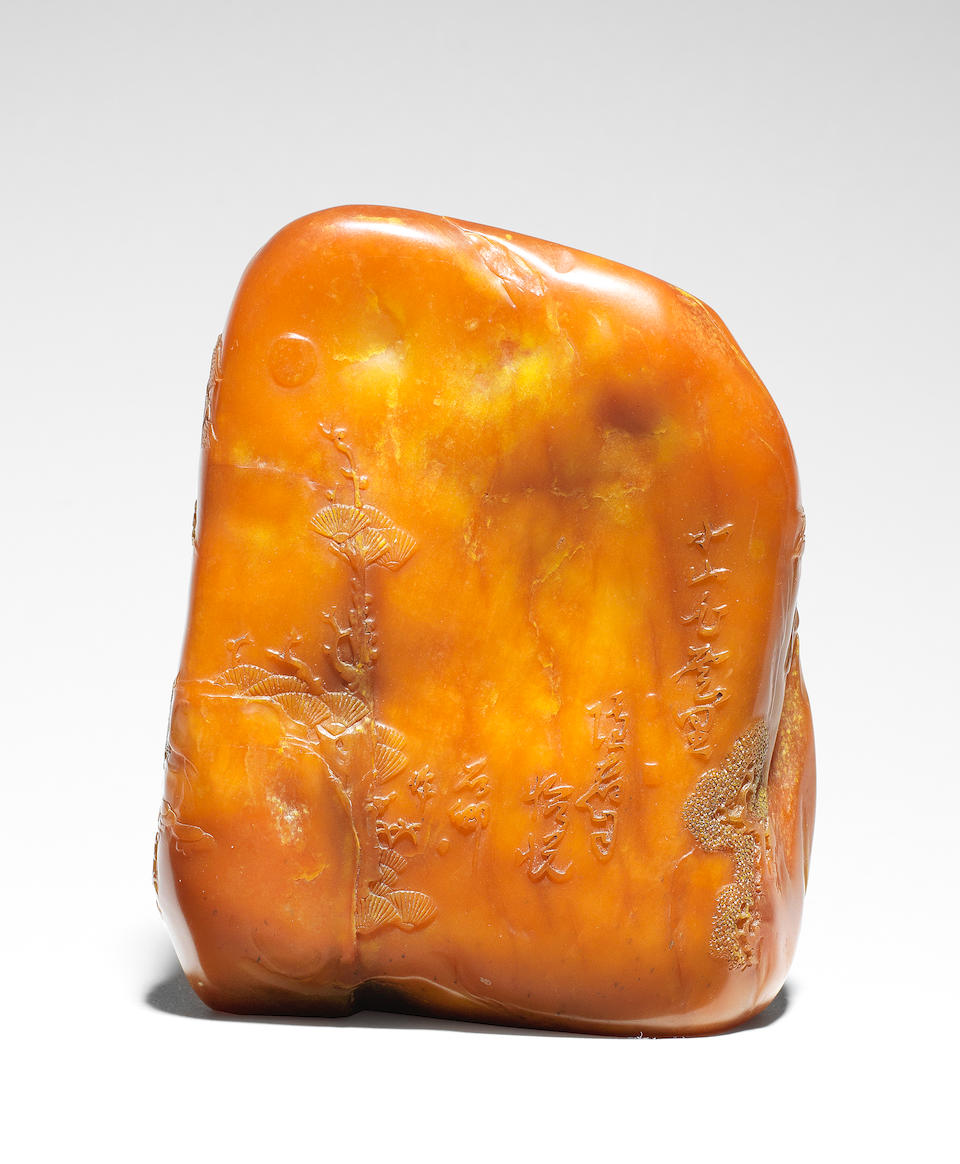 Bonhams : A soapstone boulder Signed Shiqing (1924-2013), 20th century