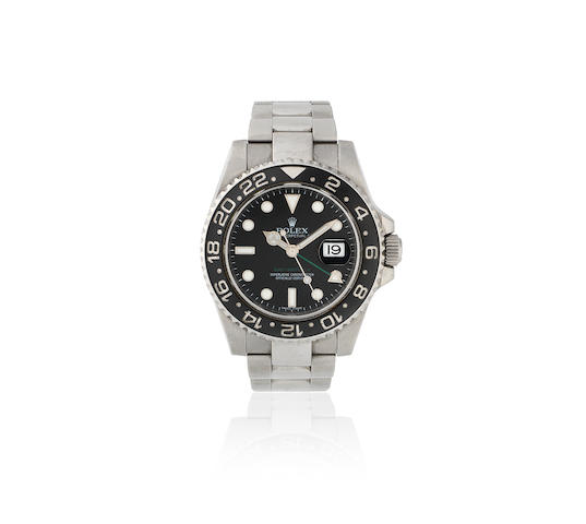 Rolex. A stainless steel automatic calendar bracelet watch  GMT Master II, Ref: 11671OLN, Sold 19th October 2010