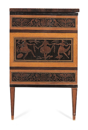 A pair of Italian early 19th century rosewood, ebony, purplewood, sycamore marquetry and chequer-inlaid commodes all'antica by Karl Amadeus Roos (1775-1837)  (2) image 9