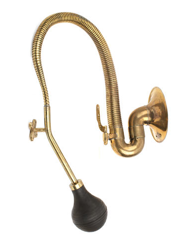 A Boa-Constrictor brass trumpet bulb horn, patented 1907,