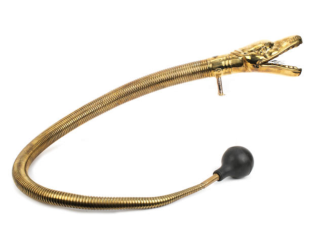 A reproduction brass Boa-Constrictor 'Snake's Head' bulb horn,
