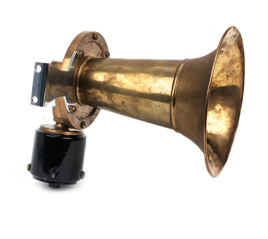 An electric Klaxon horn by the Lovell-McConnell Manufacturing Co. of Newark, New Jersey,