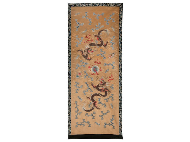 A silk-embroidered panel Late 19th century