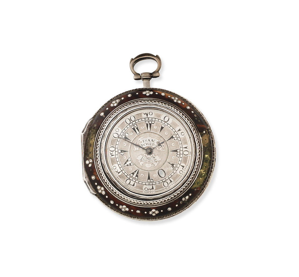 Isaac Rogers, London. A silver, gilt metal and tortoiseshell key wind quadruple cased pocket watch for the Turkish market London Hallmark for 1827