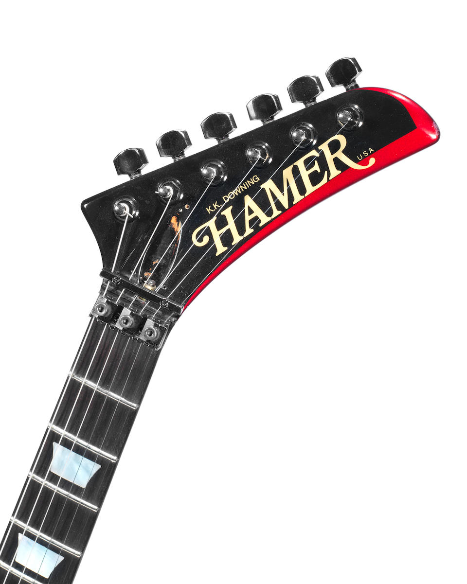 Judas Priest/K. K. Downing: A Hamer Custom K.K. Mini V guitar, circa 1984,