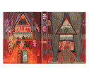 Thumbnail of SMITH (PHILIP) BOOK TOWER The Divine Comedy of Dante Alighieri. Inferno. A Verse Translation by Tom Phillips with Images & Commentary, bound in 3 vol., NUMBER 3 OF THE SPECIAL COPIES FOR FINE BINDING HC 1-17, Talfourd Press, 1983; together with a large wooden cabinet base,  and a stained oak trellised tower image 5