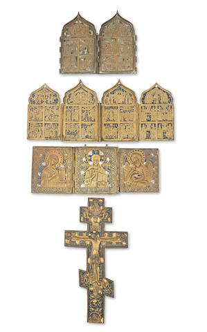 A group of brass icons Russia, 19th century, Old Believer (4)