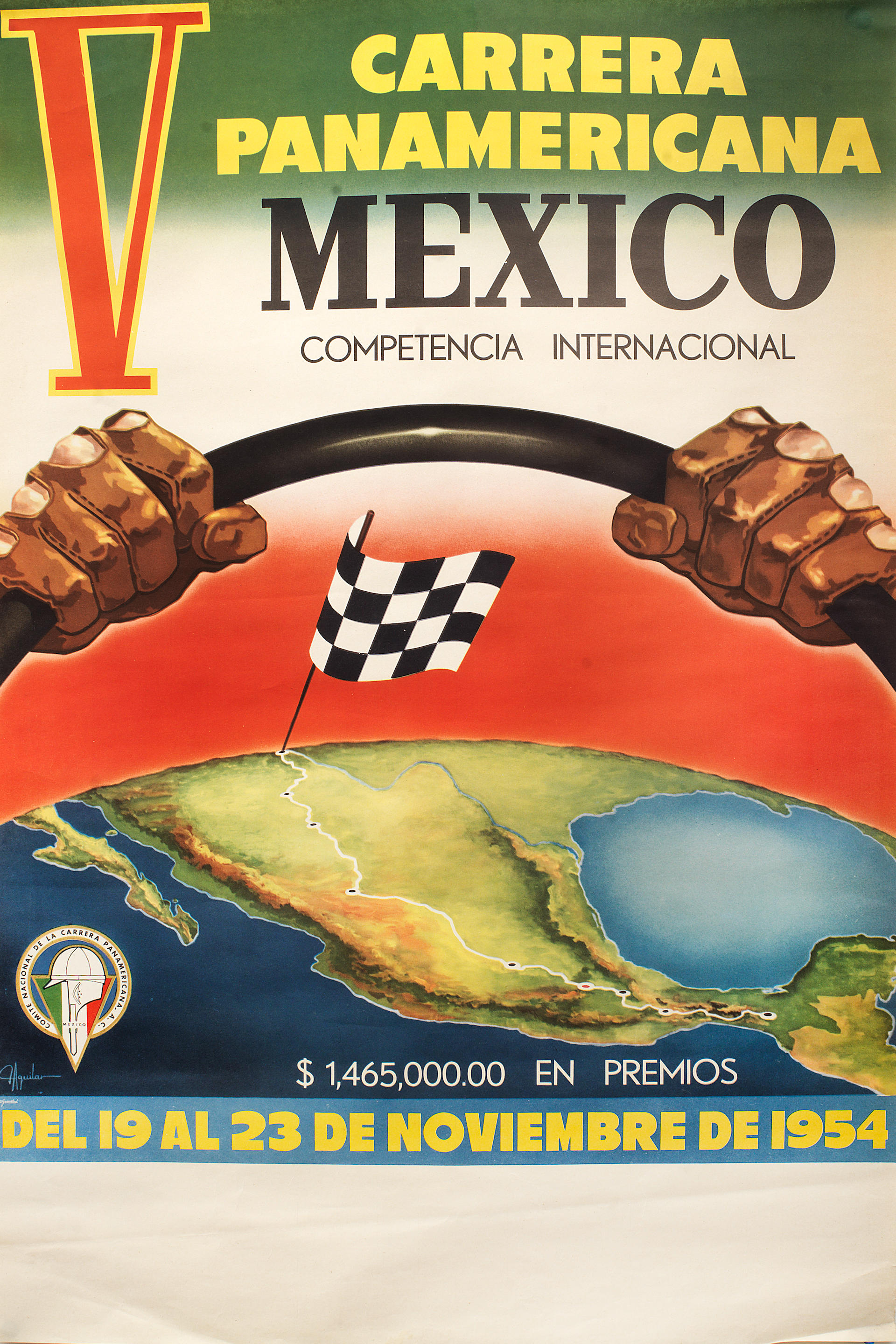 Bonhams : A 'V Carrera Panamericana 1954' poster, Mexican, 1954