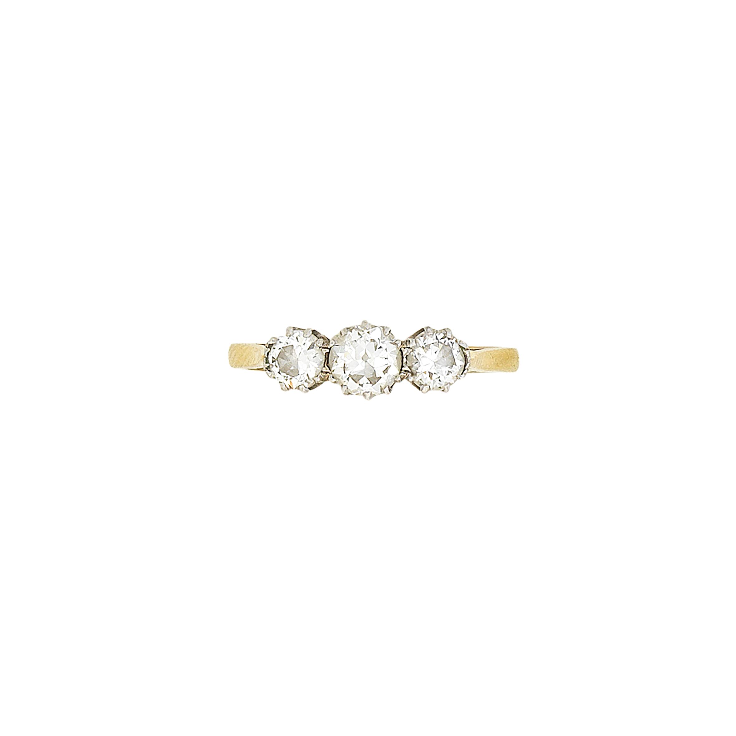 A three-stone diamond ring