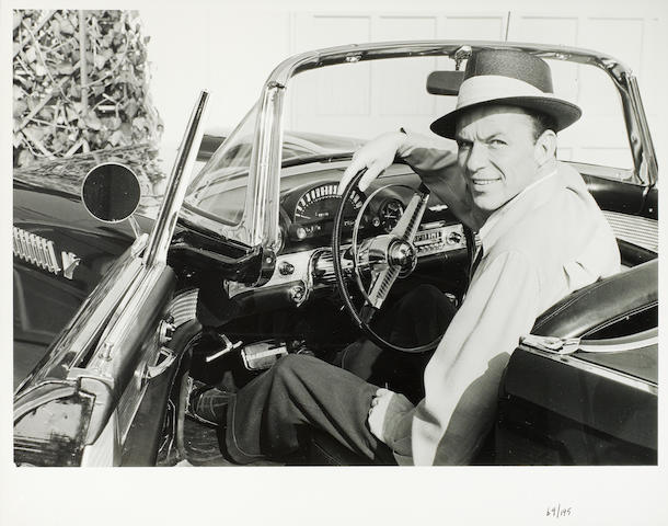 Frank Worth (American, b.1923-d.2000): A black and white photographic print of Frank Sinatra, 1955, printed later,