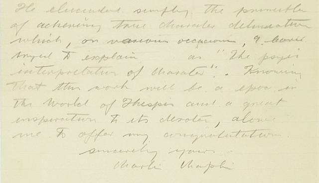 Charlie Chaplin: An original handwritten letter and original typed letter to Elizabeth Reynolds Hapgood, November 1936,