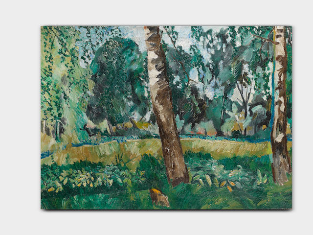 Natalia Sergeevna Goncharova (Russian, 1881-1962) 'Birch trees' [Berezy], 1906