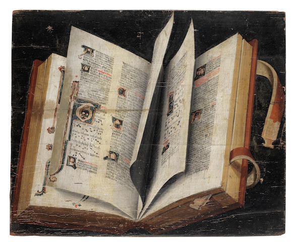South German School, 16th Century Still life of an illuminated manuscript