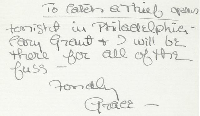 Grace Kelly: A handwritten letter to Bing Crosby, undated, but 1955,