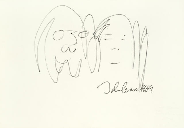 Bonhams John Lennon A Large Self Portrait With Yoko Ono 1969 Bonhams John Lennon A Large Self Portrait With Yoko Ono 1969