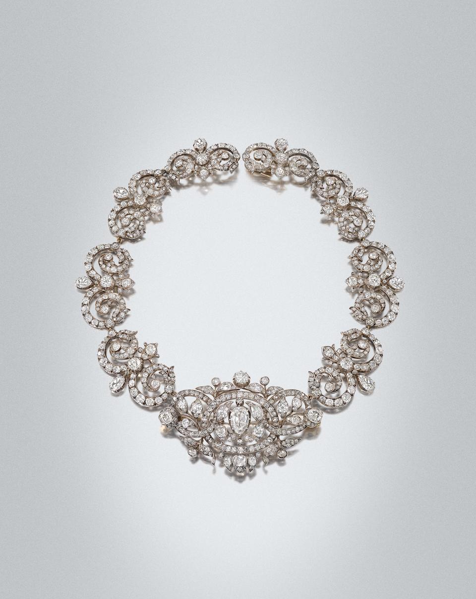 A mid 19th century diamond tiara/necklace combination