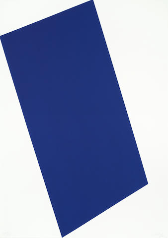 Ellsworth Kelly (American, 1923-2015) Blue (For Leo), from 'The Leo Castelli 90th Birthday Portfolio' Screenprint in colours, 1997, on heavy wove, signed and numbered 'XXVI/XC' in pencil, printed by Noblet Serigraphie Inc., New York, published by Jean-Christophe Castelli, New York, the full sheet, 937 x 685mm (36 7/8 x 27in)(SH)(unframed)
