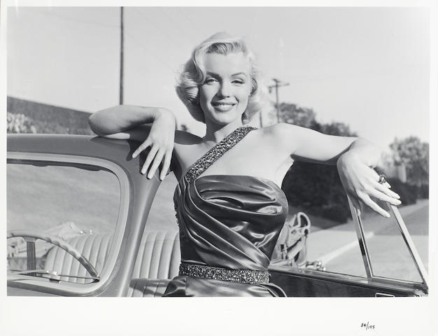 Frank Worth (American, b.1923-d.2000): A black and white photographic print of Marilyn Monroe, 1953, printed later,